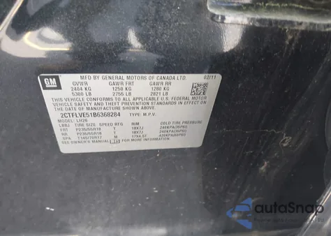 2011 GMC Terrain Slt-1 из США, поврежденный, VIN 2CTFLVE51B6368284